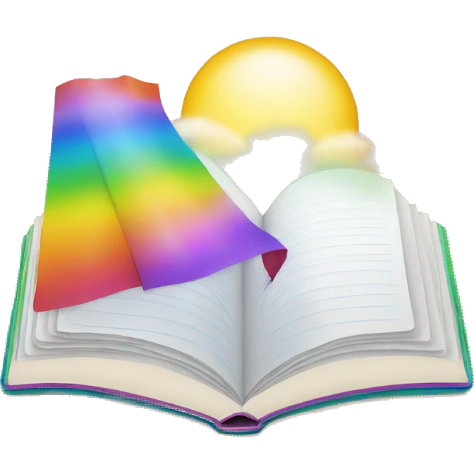 Open book with rainbow emoji