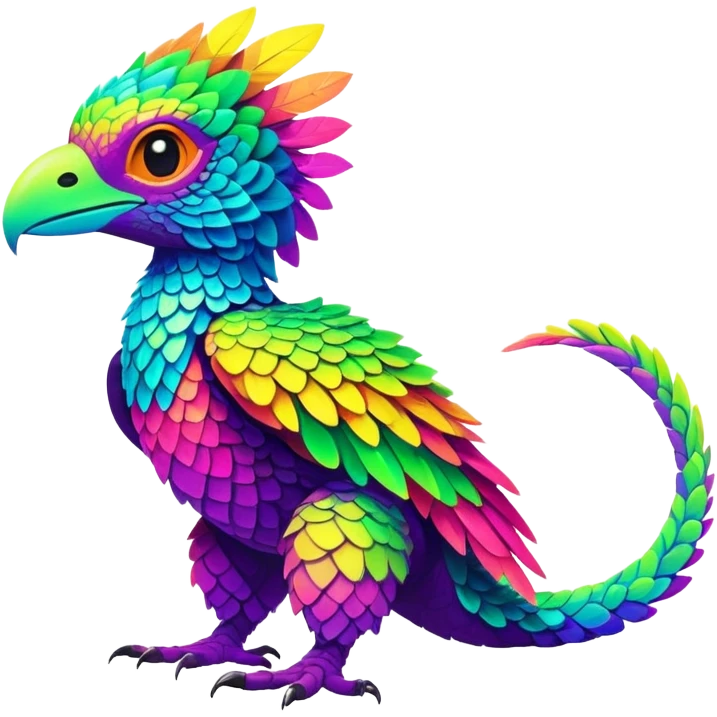 Exotic vibrant lush neon-colored Fakémon-Trico-creature (full body) emoji