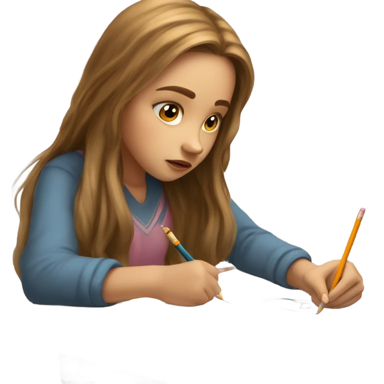 Girl while drawing  emoji