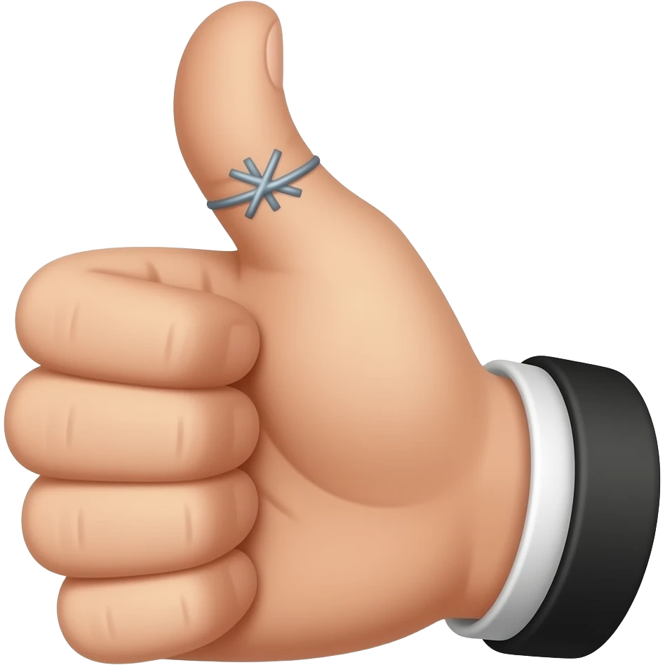 Thumb amputation and sewed on emoji