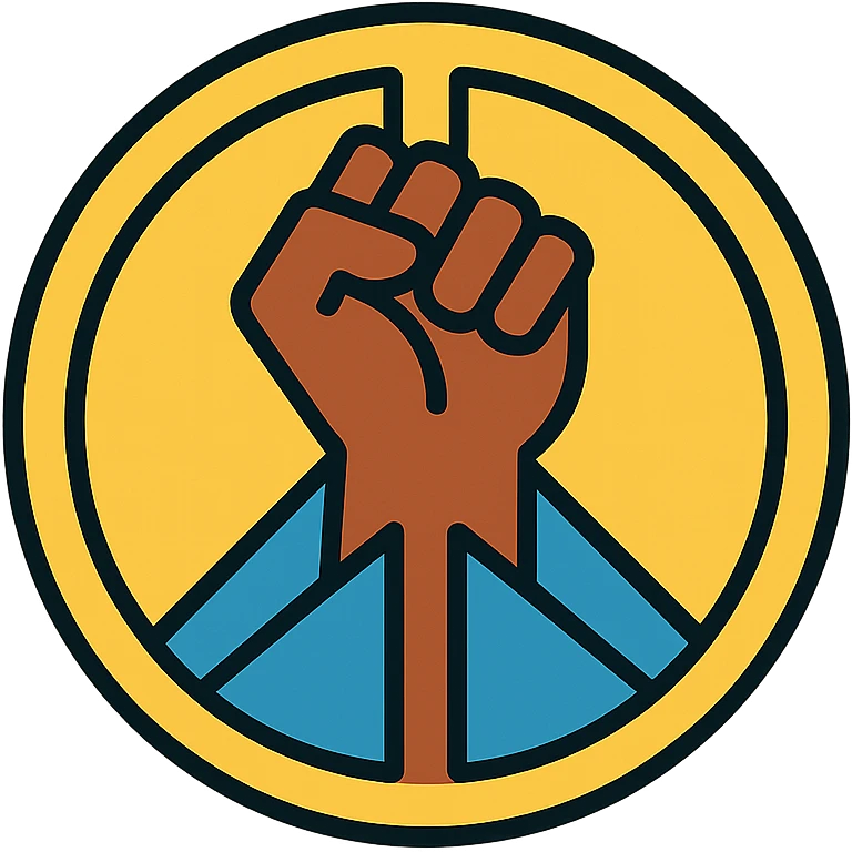 Black Lives Matter peace symbol with fist symbolizing hope, minimal style, no text emoji