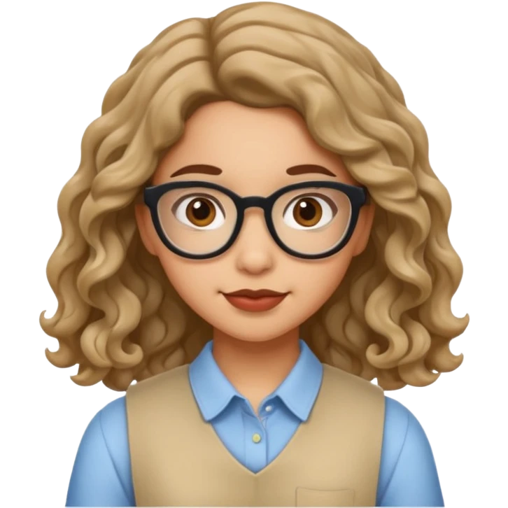 hispanic nerd girl wavy hair light skin tone emoji