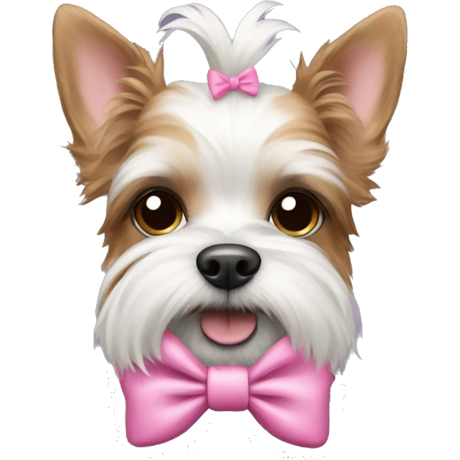 Biewer Terrier with pink bow emoji