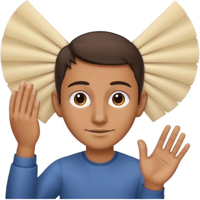orecchio grande con mano dietro che lo sventola emoji