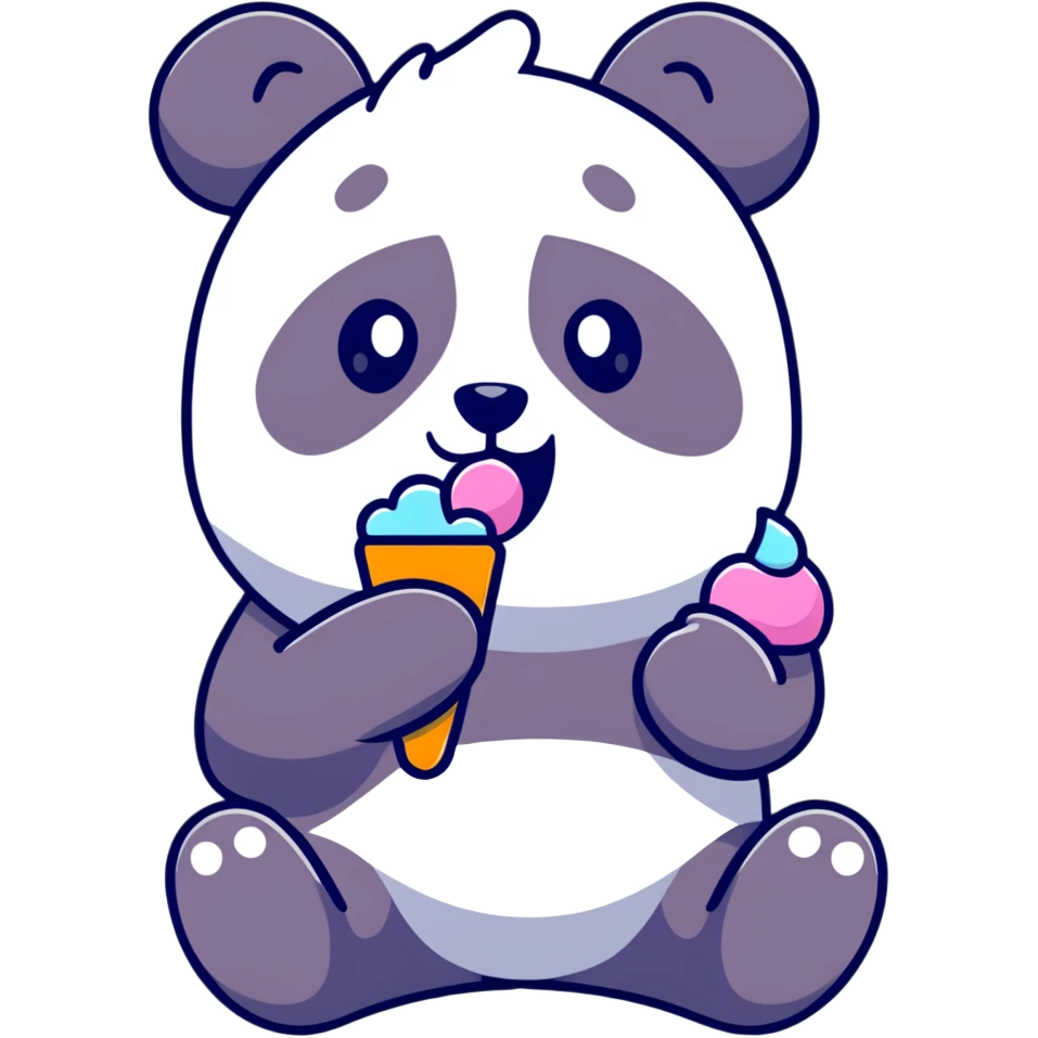 Panda eating ice cream emoji