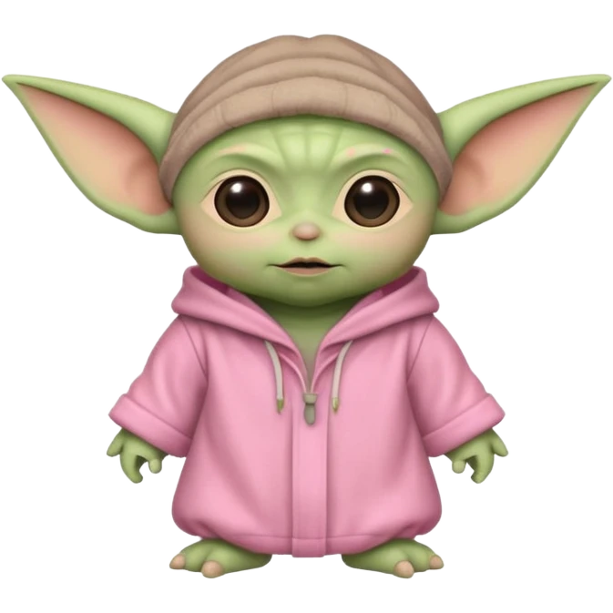 baby yoda wearing pink  emoji