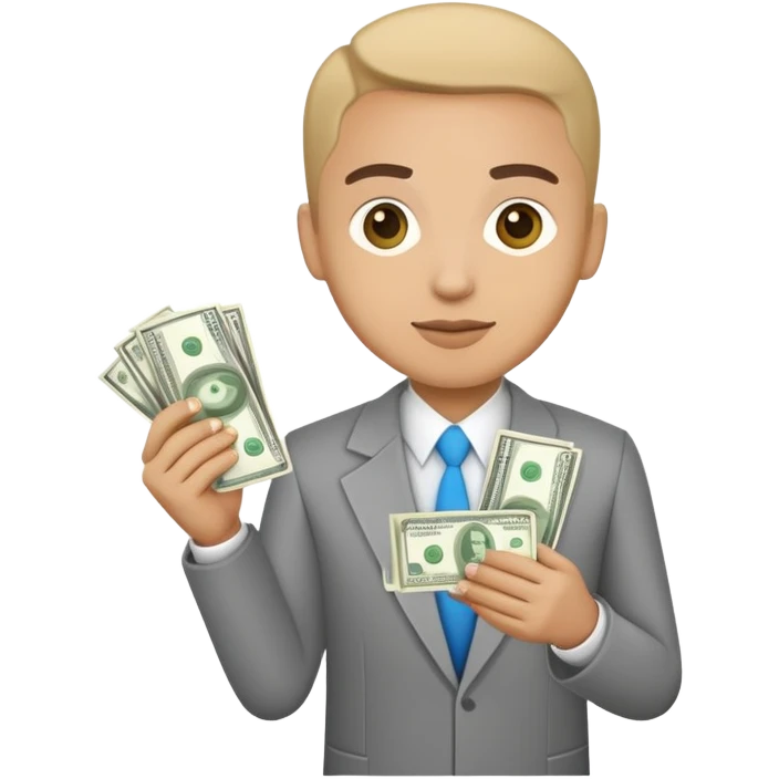 Bank teller holding cash emoji