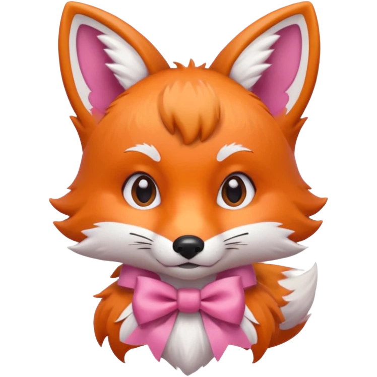 fox with a pink bow, portrait, bust up emoji