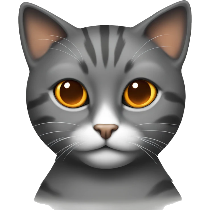 Cat with orange eye, orange and withe nose and black face emoji