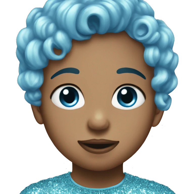 glitter baby blue heart emoji