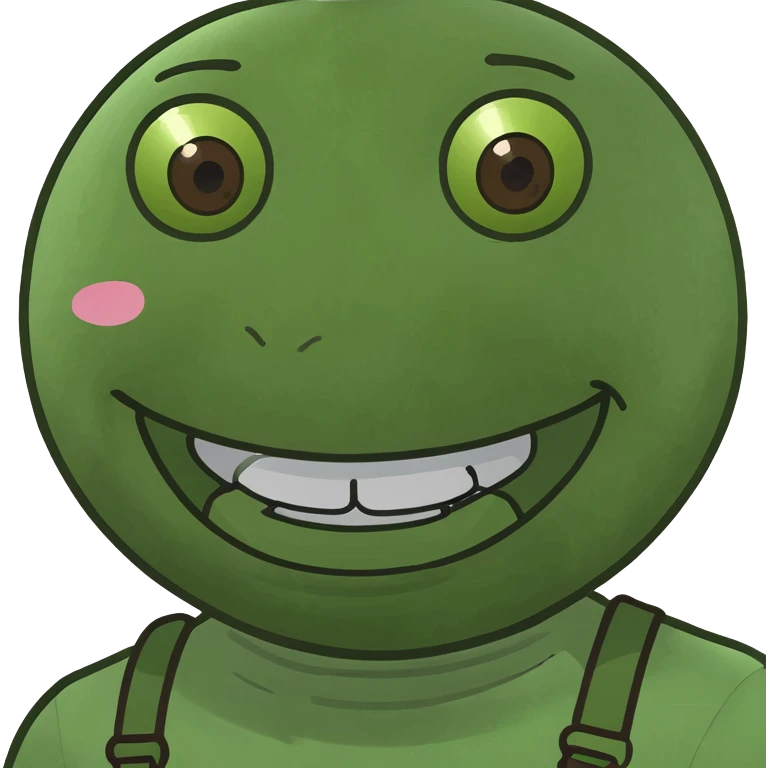 make a brown skin emoji smiling with braces. emoji