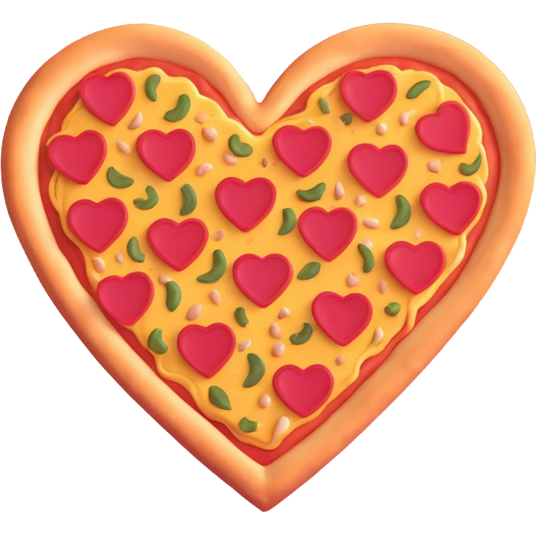 girlie heart-shaped pizza, cute and tempting emoji
