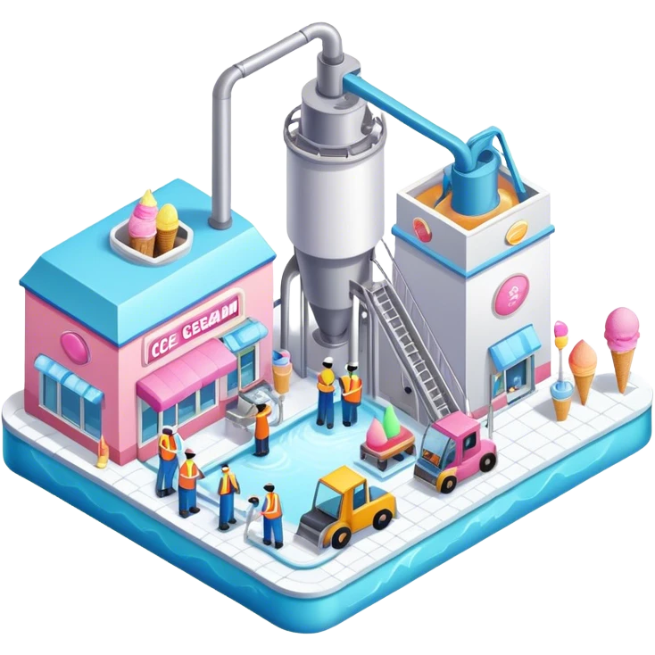 Isometric ice cream factory emoji