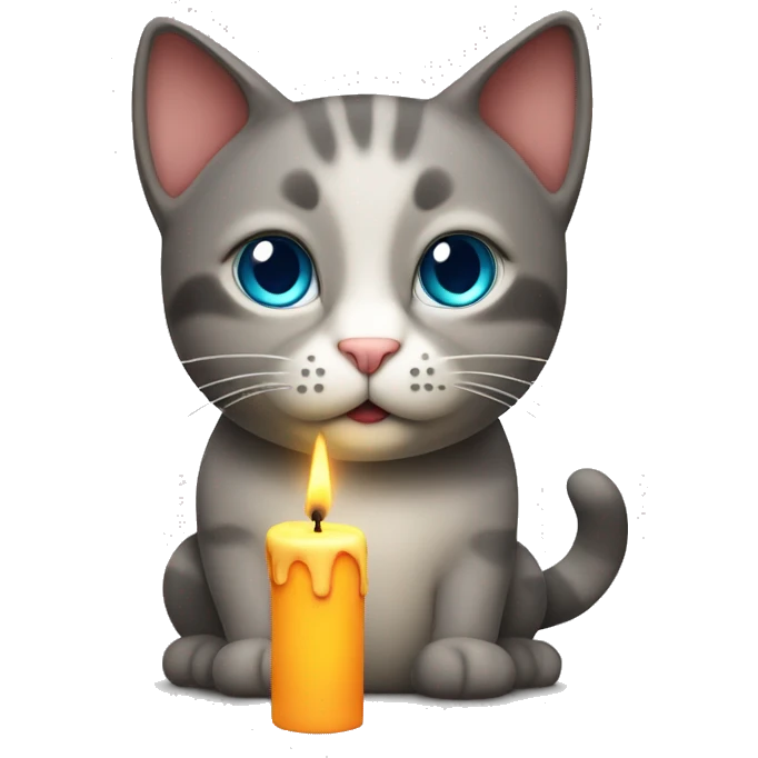 Cat standing with a candle in its hands emoji