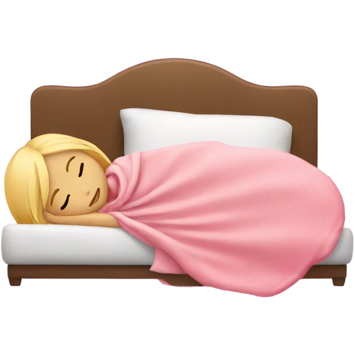 blonde girl sleeping on side with pink blanket emoji