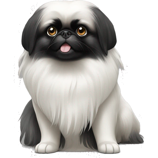 Black and white Pekingese  emoji