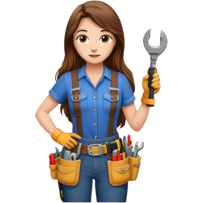 beautiful girl with long brown hair renovating her apartment emoji