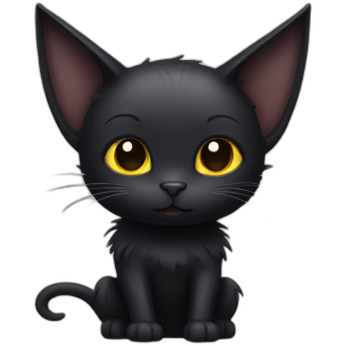 A black cat with bat wings emoji