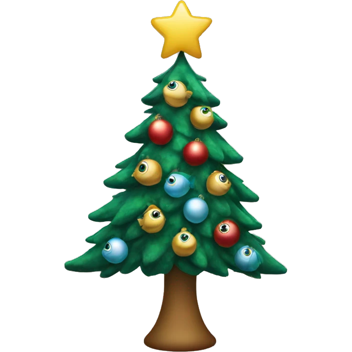 Christmas tree with fish-shaped balls emoji