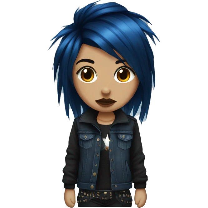 punk rock emo girl brown skin dark blue hair  emoji