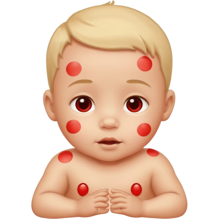 bebe com bolinhas vermelhas pequenas pelo corpo  emoji