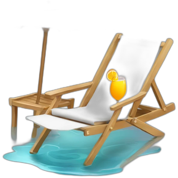 un chat avec des lunettes de soleil, une chemise hawaïenne et un cocktail, en train de se prélasser sur une chaise longue près d'une petite piscine pour chat emoji