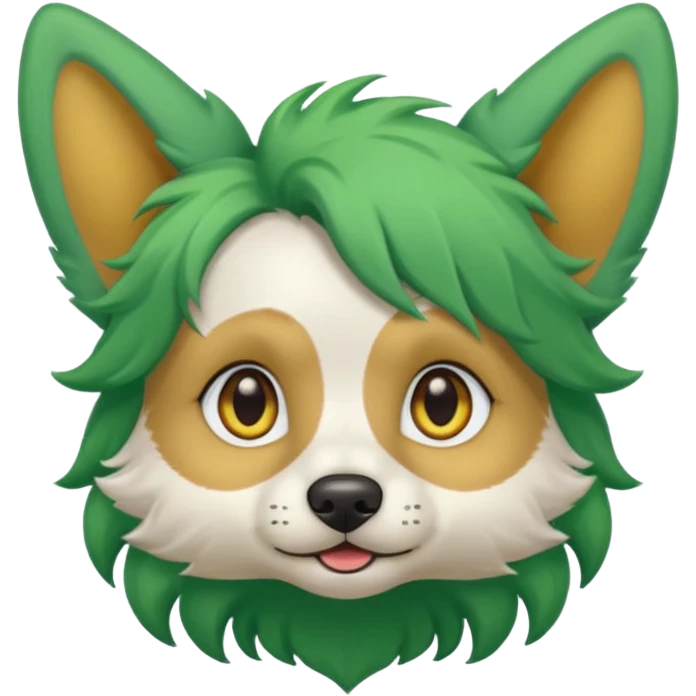 green haired dog with big ear piercing on tip of the ear emoji