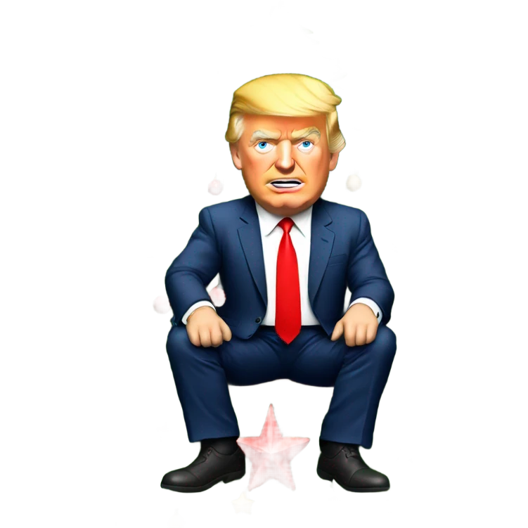 Trump sitting on a Christmas tree emoji