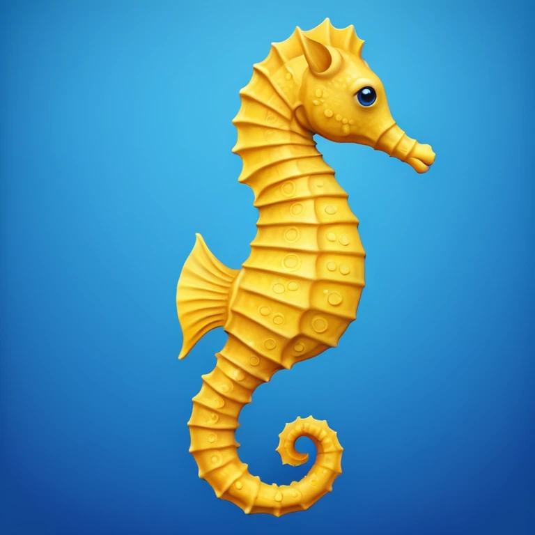 yellow seahorse with blue background emoji