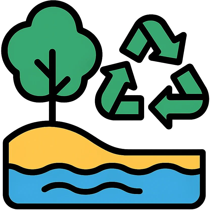 Natural landscape with tree, water, and recycling symbol - representing Environnement emoji