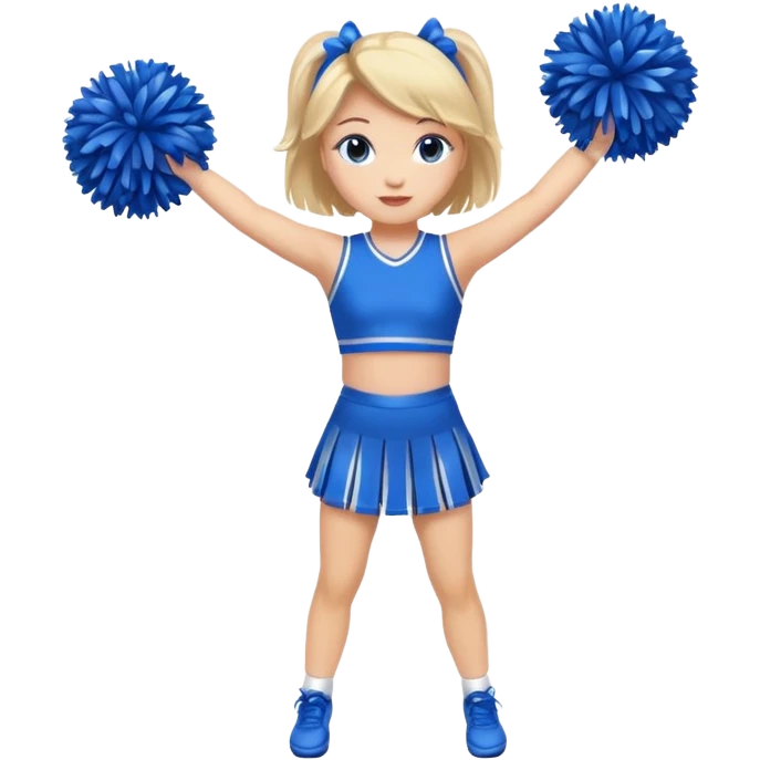 give me a full-length cheerleader with blue pom poms  emoji