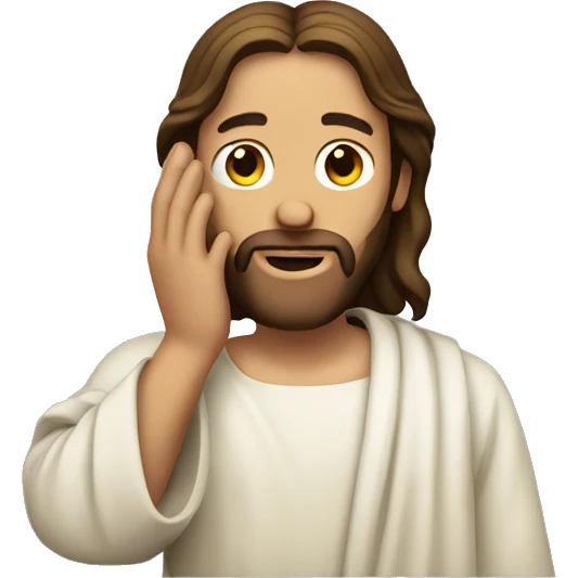 jesus listening with hand over ear emoji