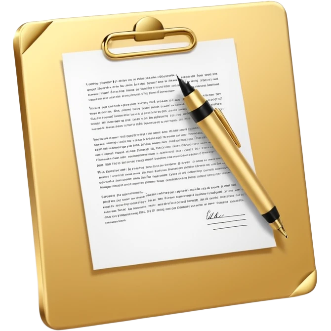 3D Premium contract golden paper signed emoji