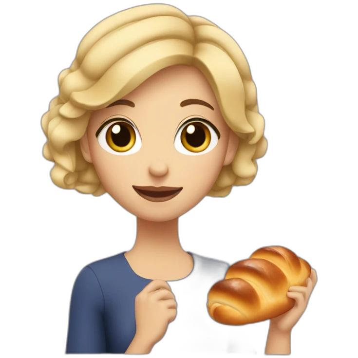 Blonde girl with short hair holding a challah emoji