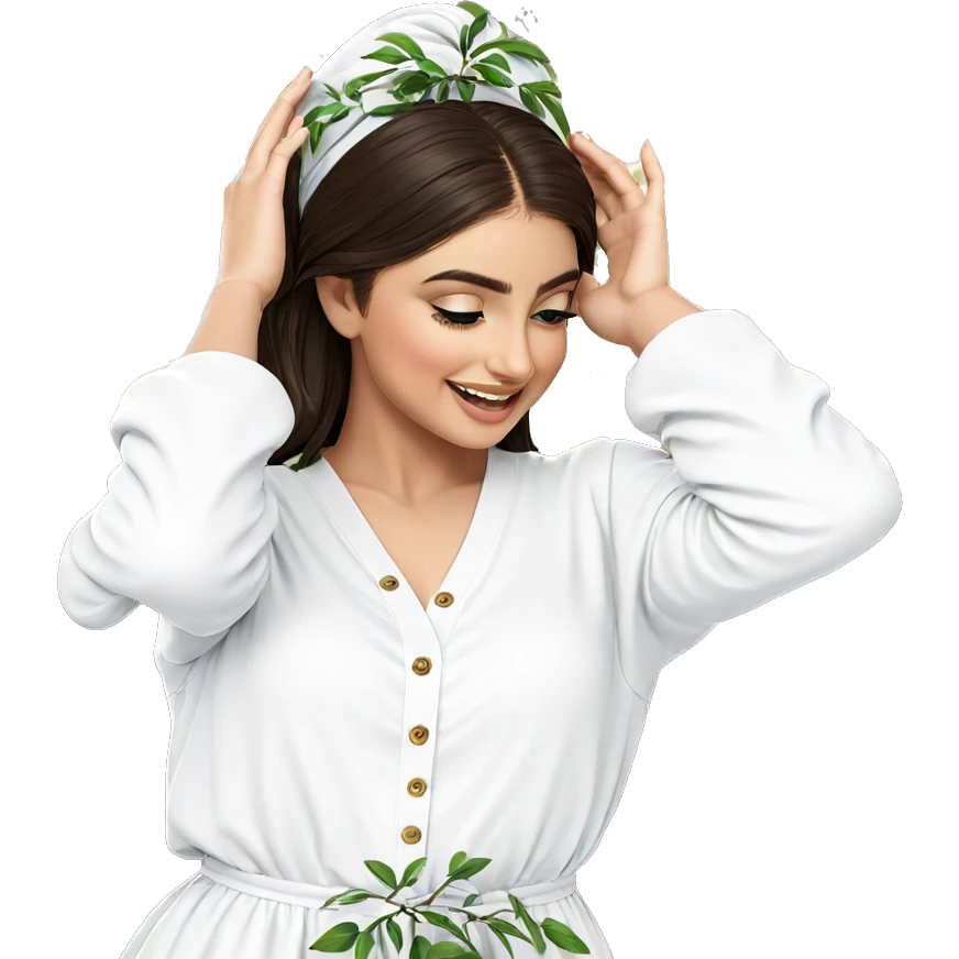 smiling girl under tree emoji