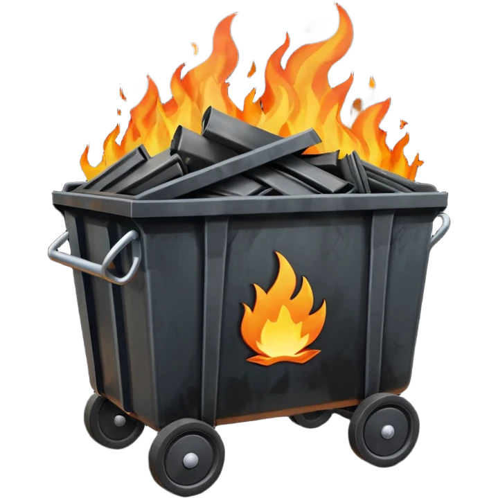 Trash dumpster on fire emoji
