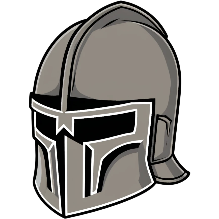 Battle-worn crusader helmet with light rust and historical details emoji