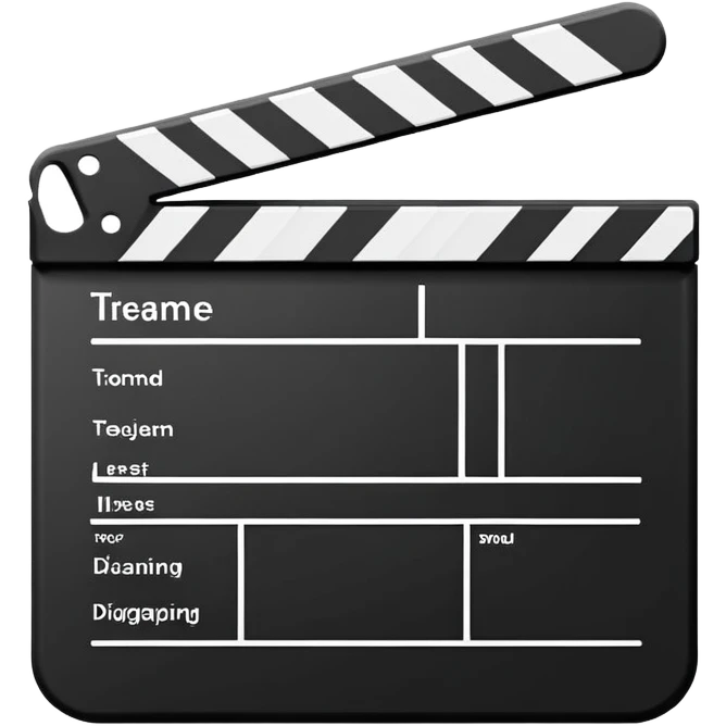 hyper minimal film slate, black and white, just basic shapes with one diagonal line emoji