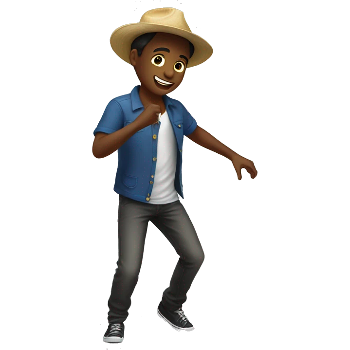 A boy in a panama boy is dancing emoji