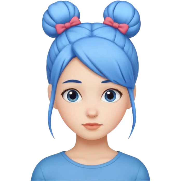 a girl with blue bun hair emoji