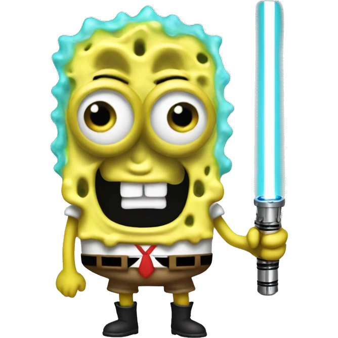 SpongeBob with lightsaber  emoji