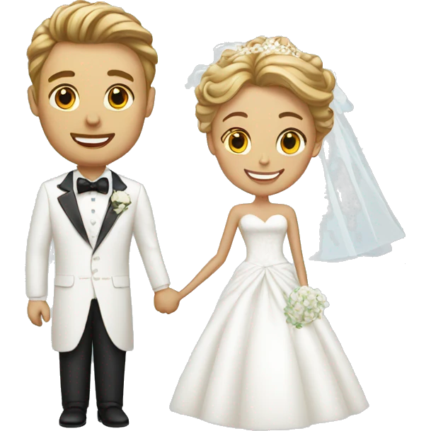 white bride and white groom emoji