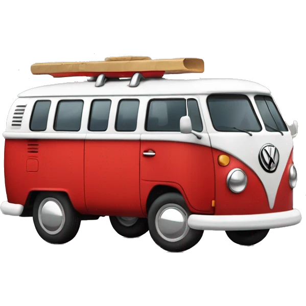 Red VW Bulli with wording „Feuerwehr“ emoji