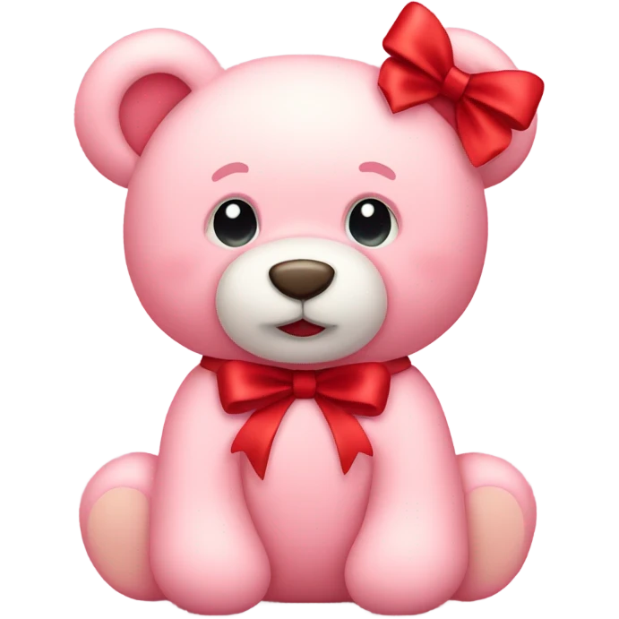 Light Pink teddy bear with red bow emoji