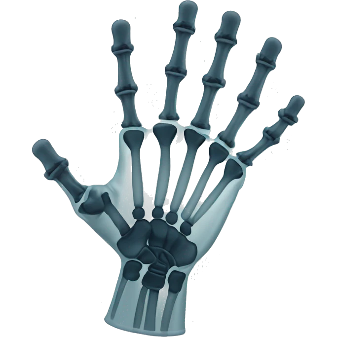 waving x-ray hand with some screws holding it together and wave motion lins emoji