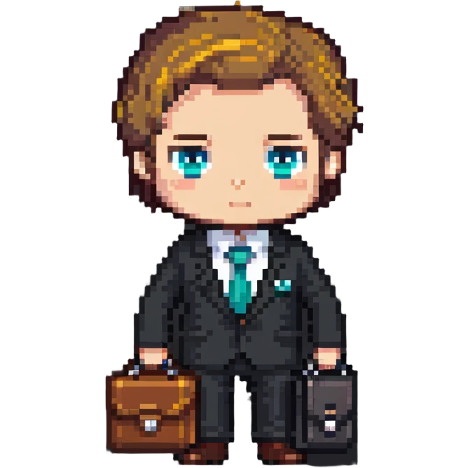 chibi businessman in suit with briefcase emoji