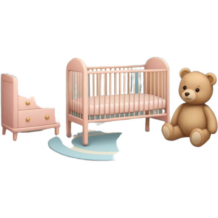 baby room, Cozy baby room with crib and teddy bear emoji