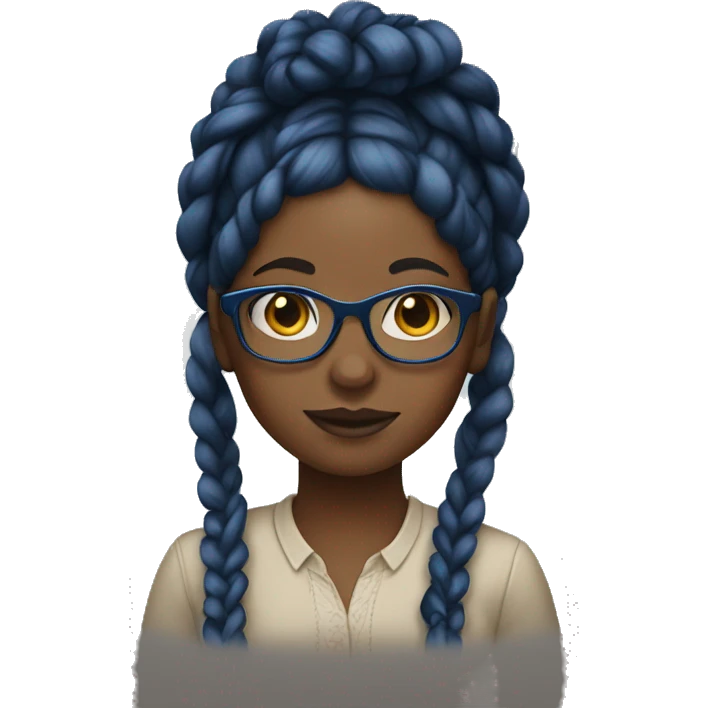 Black girl with blue glasses and braids  emoji