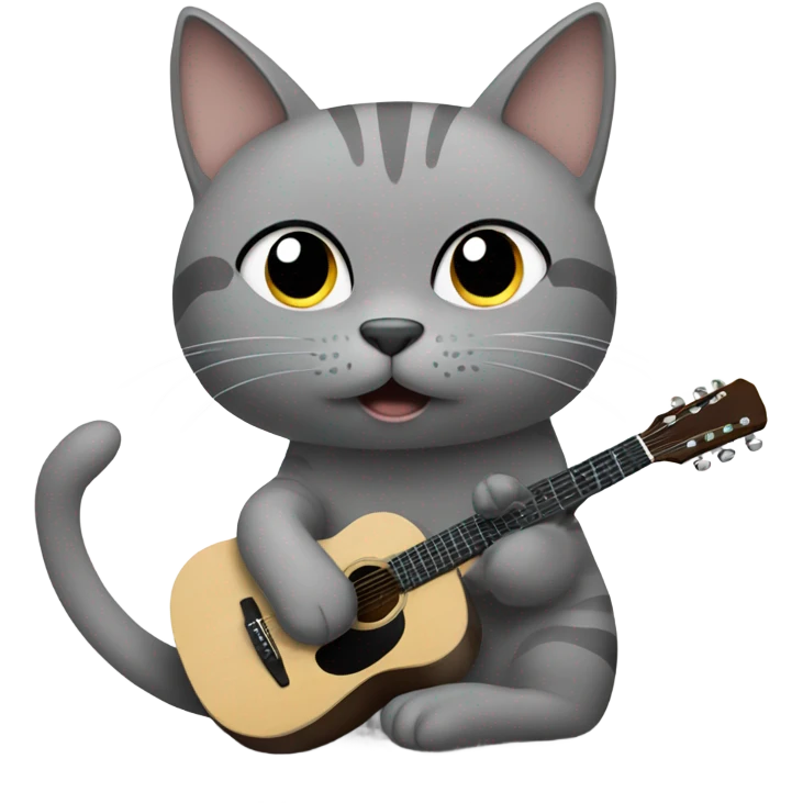 grey cat with acoustic guitar emoji