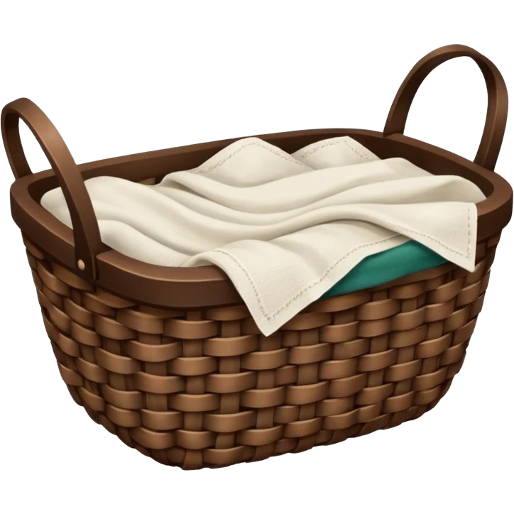 A woven dark Brown basket with fresh washed linen emoji